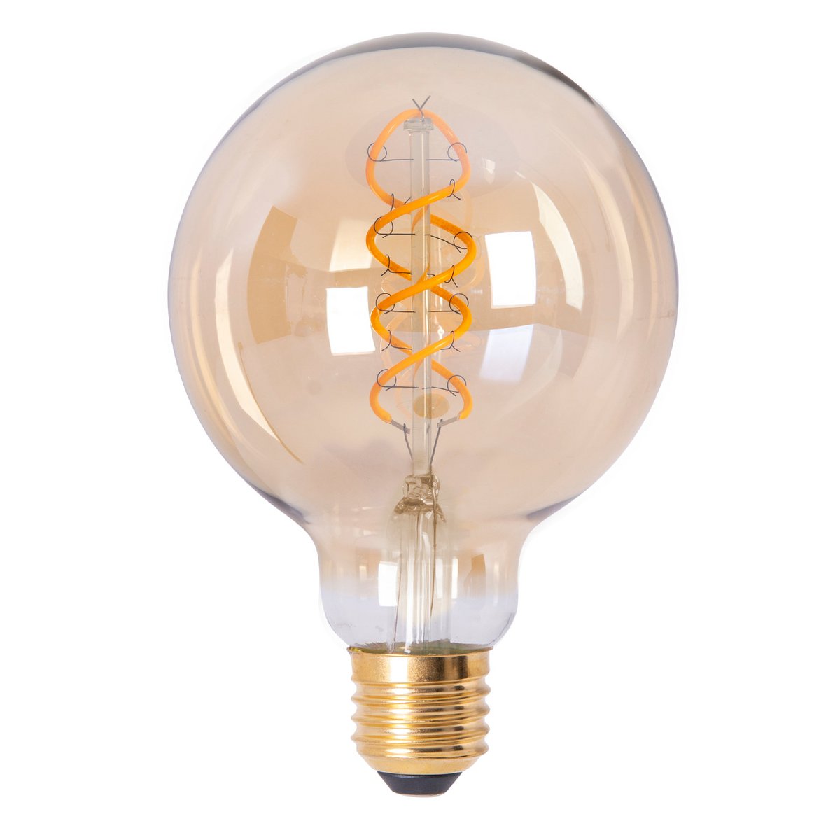 LED -lamp "Dilly" set van 3 met E27 -versie, 4 watt Ø 9,5 cm, gemaakt van metaal en glas, barnsteen