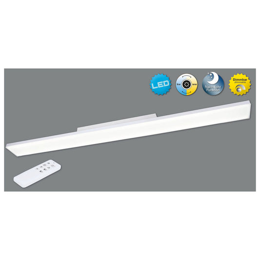 LED -paneel plafondlicht "Carente" lengte 119,5 cm, frameless, vele functies, gemaakt van metaal en plastic, witte, geïntegreerde LED's