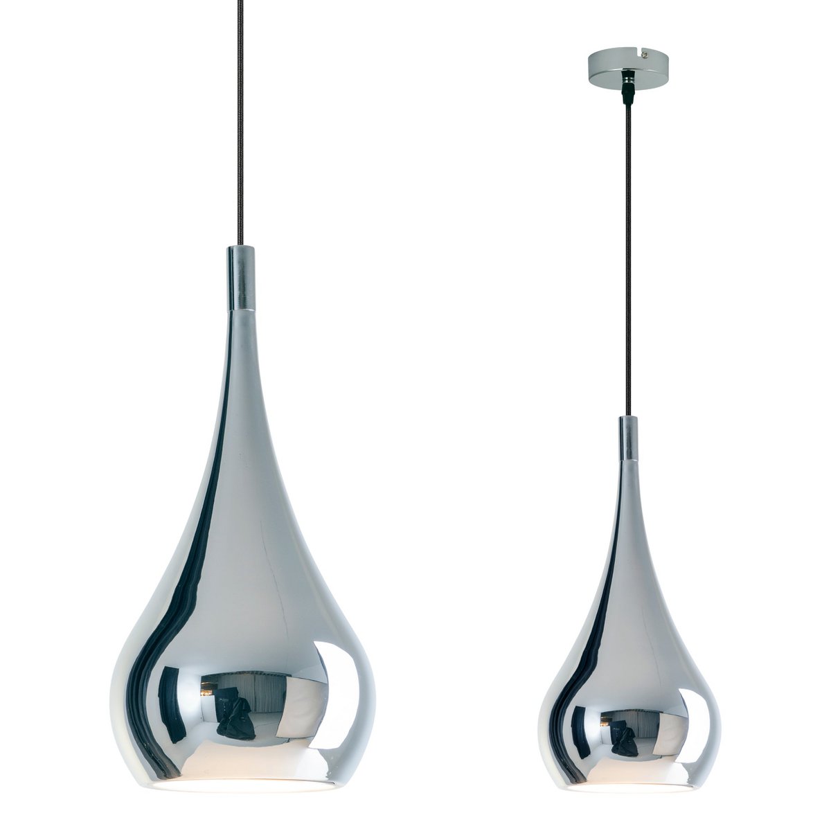 Hanger lamp "stijl", retro klassiek, hanglamp gemaakt van chroom-glanzend metaal met E27-aansluiting, paraplu Ø23 cm, ideaal voor eetkamer, woonkamer en keuken.