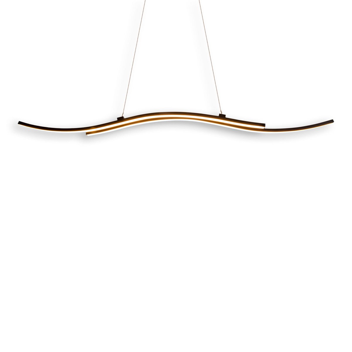 LED hanglamp "onda", hanglamp gemaakt van metaal en plastic in zwart, met stevig ingebouwde LED's, verlichting voor woonkamer, eetkamer of kantoor, 96 cm lang