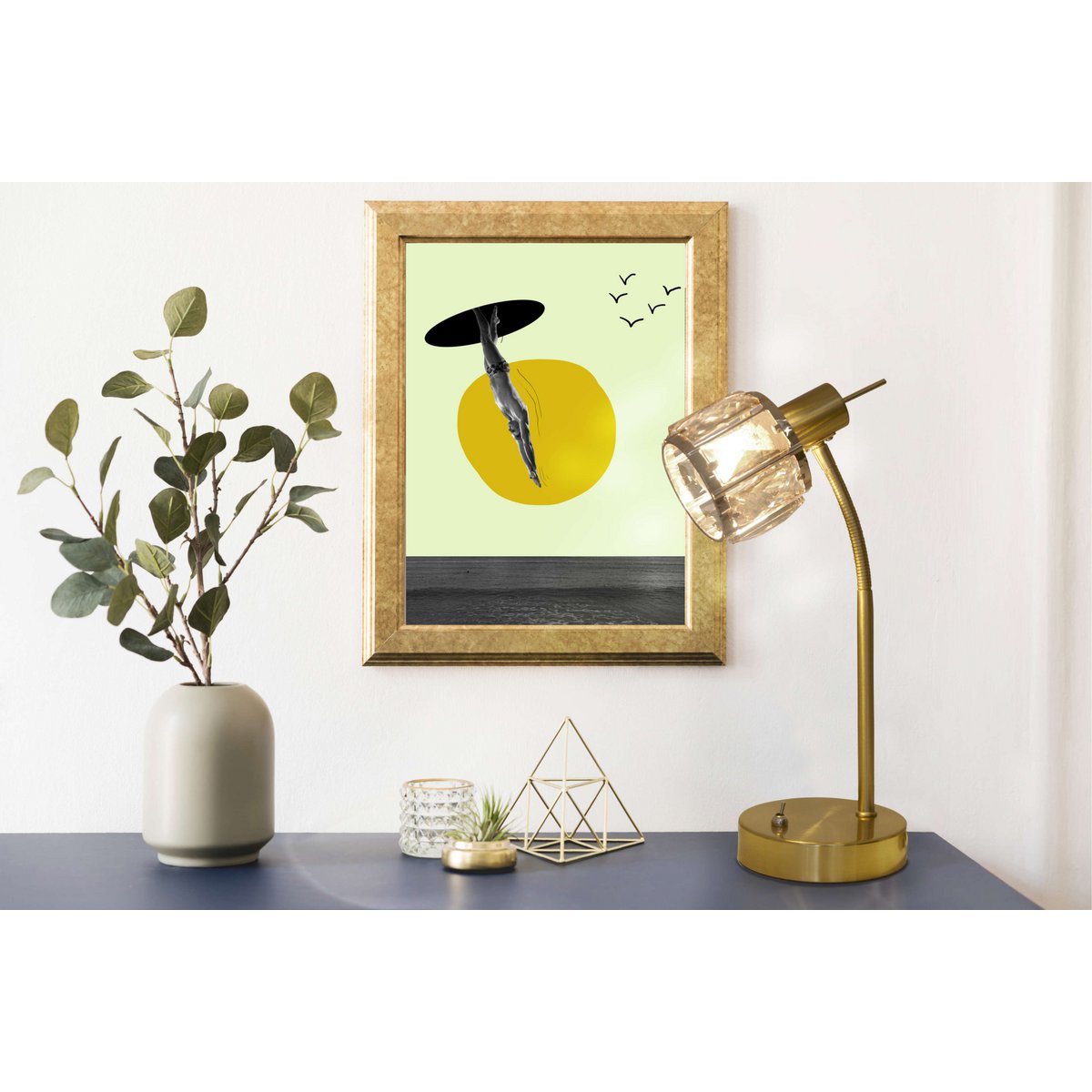 LED -tafellamp "Josefa", tafellamp gemaakt van goud en glas in goud, met E14 -aansluiting, voor eetkamer, woonkamer, gang of kantoor, voor woonkamer, eetkamer of als bedlamp, 34,5 x 17,5 cm