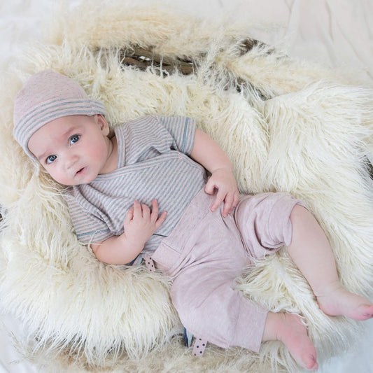 OrganicEra Organic Baby S/S Kimono body, roze gestreept