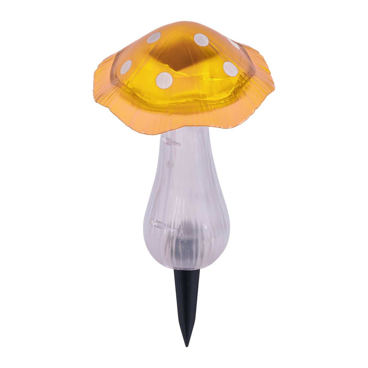 Zonne -decoratieve spiesjes zetten "mantar" Ø 13 cm, 29 cm hoog, transparant plastic in rood, geel en heldere, geïntegreerde LED's, koud wit "