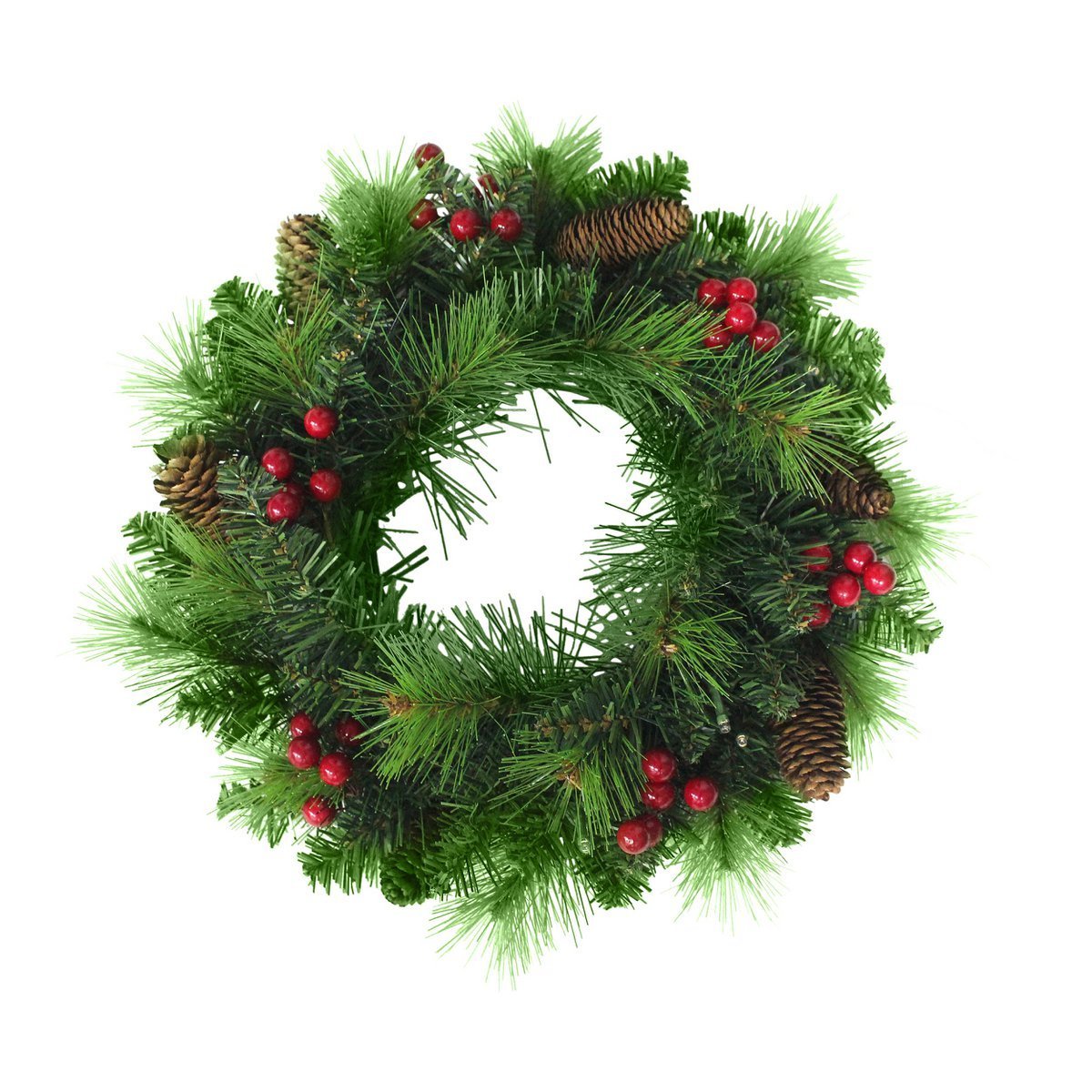 LED Kerstkrans "Noel" Outdoor Decoratie gemaakt van metaal en plastic in groen en goud, met stevig geïnstalleerde LED's