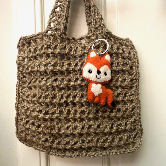 Luna -Leena Keychain Flat Fox - Bag Charm - Oranje - Wool Filt - Handmade in Nepal