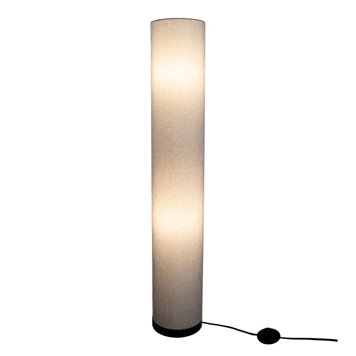 Staande lamp "Beate" Gray gemaakt van metaal en een tekstblazer in grijs, E27 -aansluiting, vloerlamp voor eetkamer, woonkamer, gang of kantoor, ca.