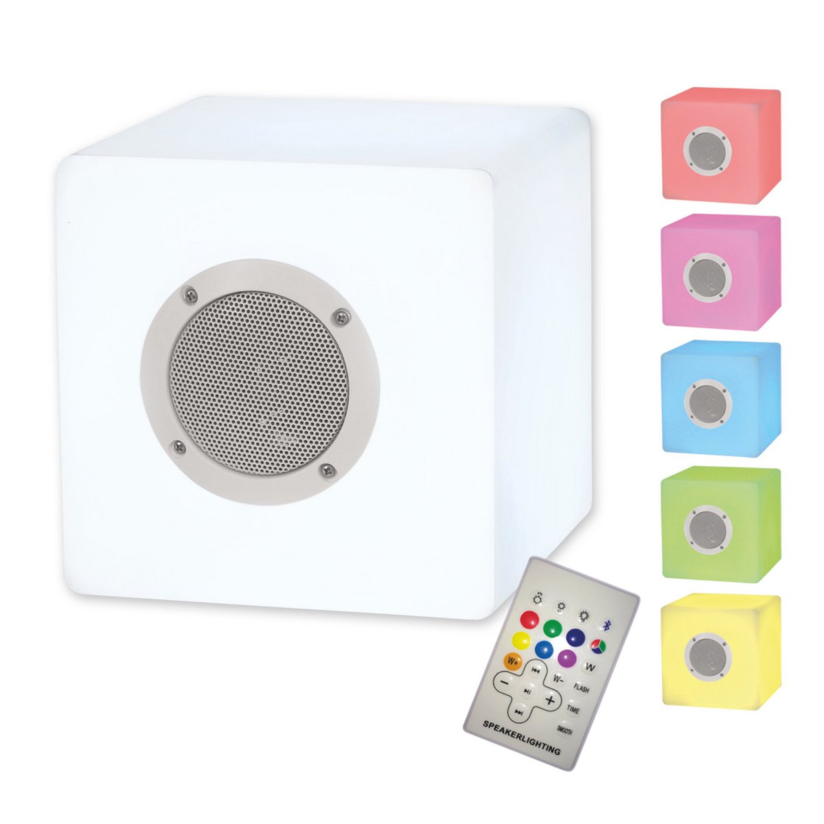 Decoratieve kubussen met Bluetooth "Cube" gemaakt van metaal en plastic, met kleurwisselaars en geïntegreerde LED's