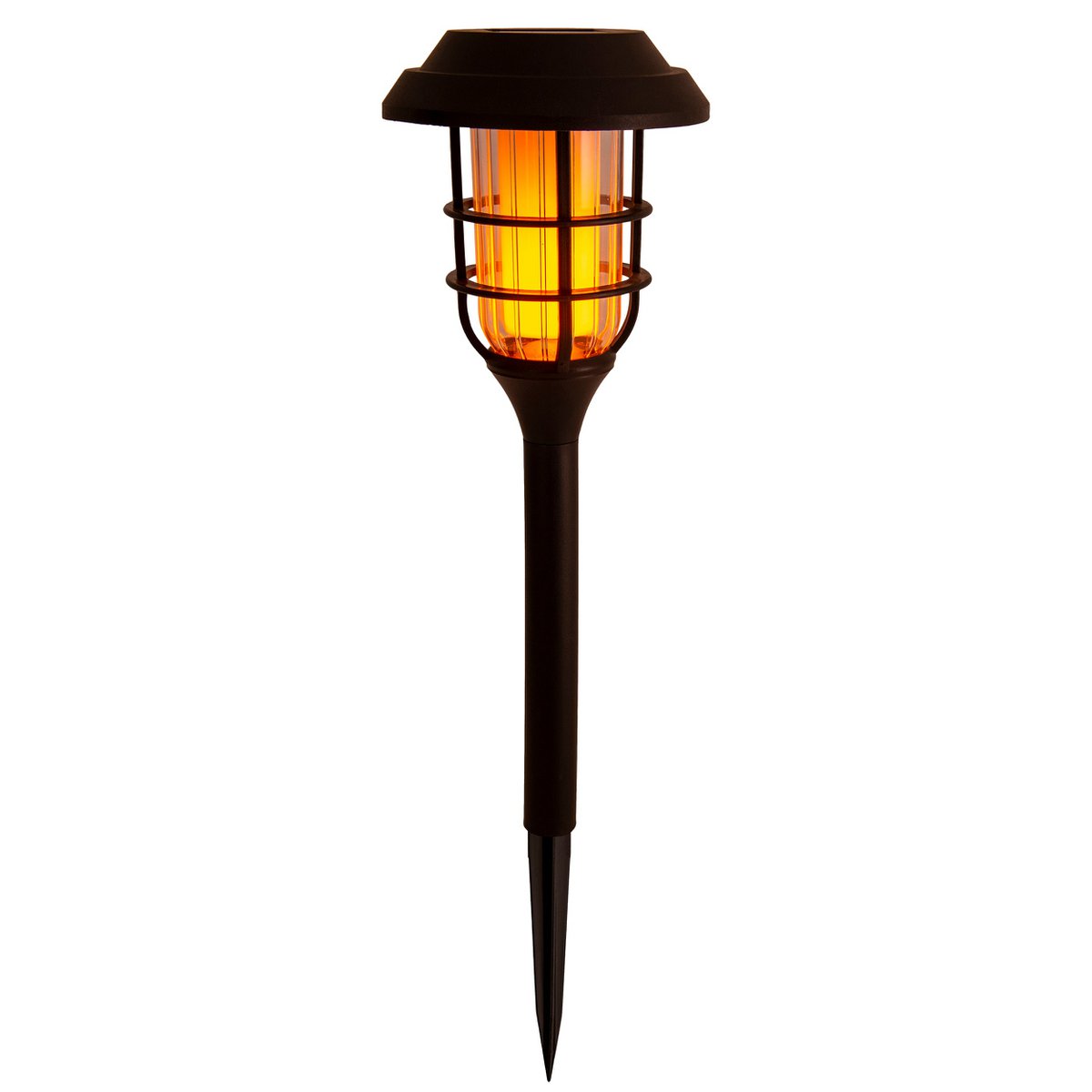 3 Set LED Outdoor Earth Spit 34 cm High, Skeer gemaakt van zwart plastic met geïntegreerde LED, zonnelampje voor buiten