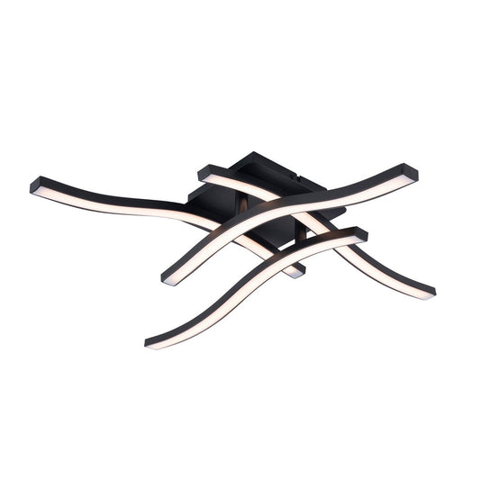 LED -plafondlamp "Onda" S: 45 cm, plafondlamp gemaakt van metaal en plastic in zwart "LED -vaste, verlichting voor woonkamer, eetkamer of kantoor 45 x 45 cm