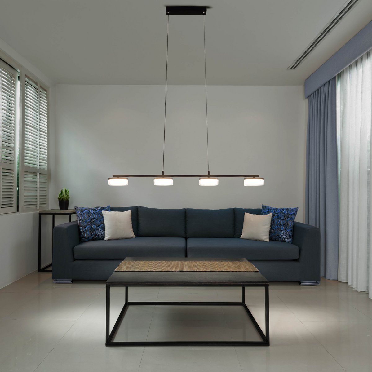 LED hanger lamp "CIMO" gemaakt van metaal en plastic in zwart, met geïntegreerde LED, lengte 96 cm