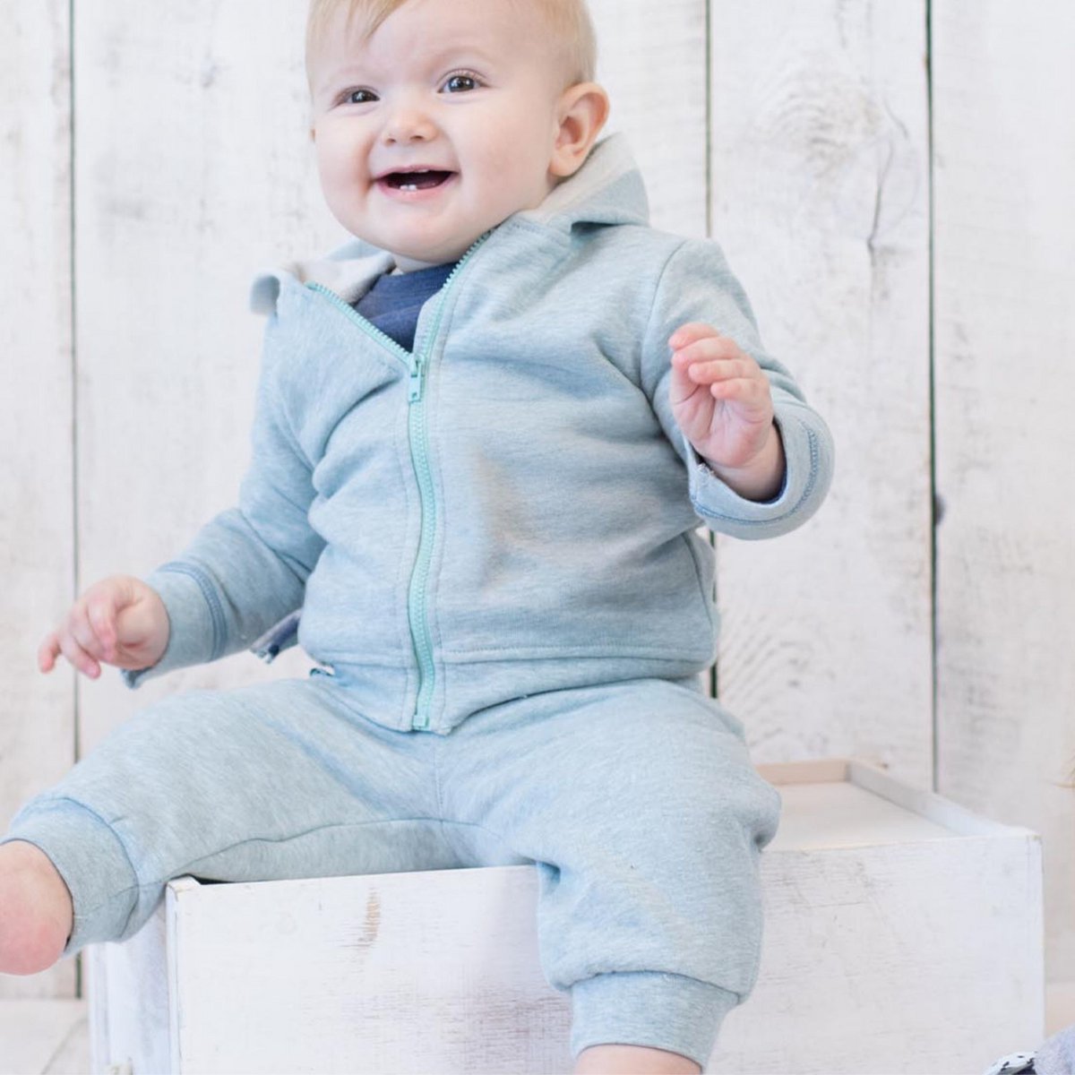 OrganicEra biologisch babyjack met capuchon, aqua