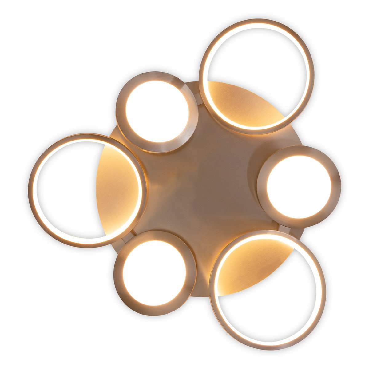 LED-plafondlicht "Stelari" Ø 56 cm, gemaakt van metaal in stalen blank en wit plastic, met stevig ingebouwde LED's, plafondlamp voor woonkamers of kantoor