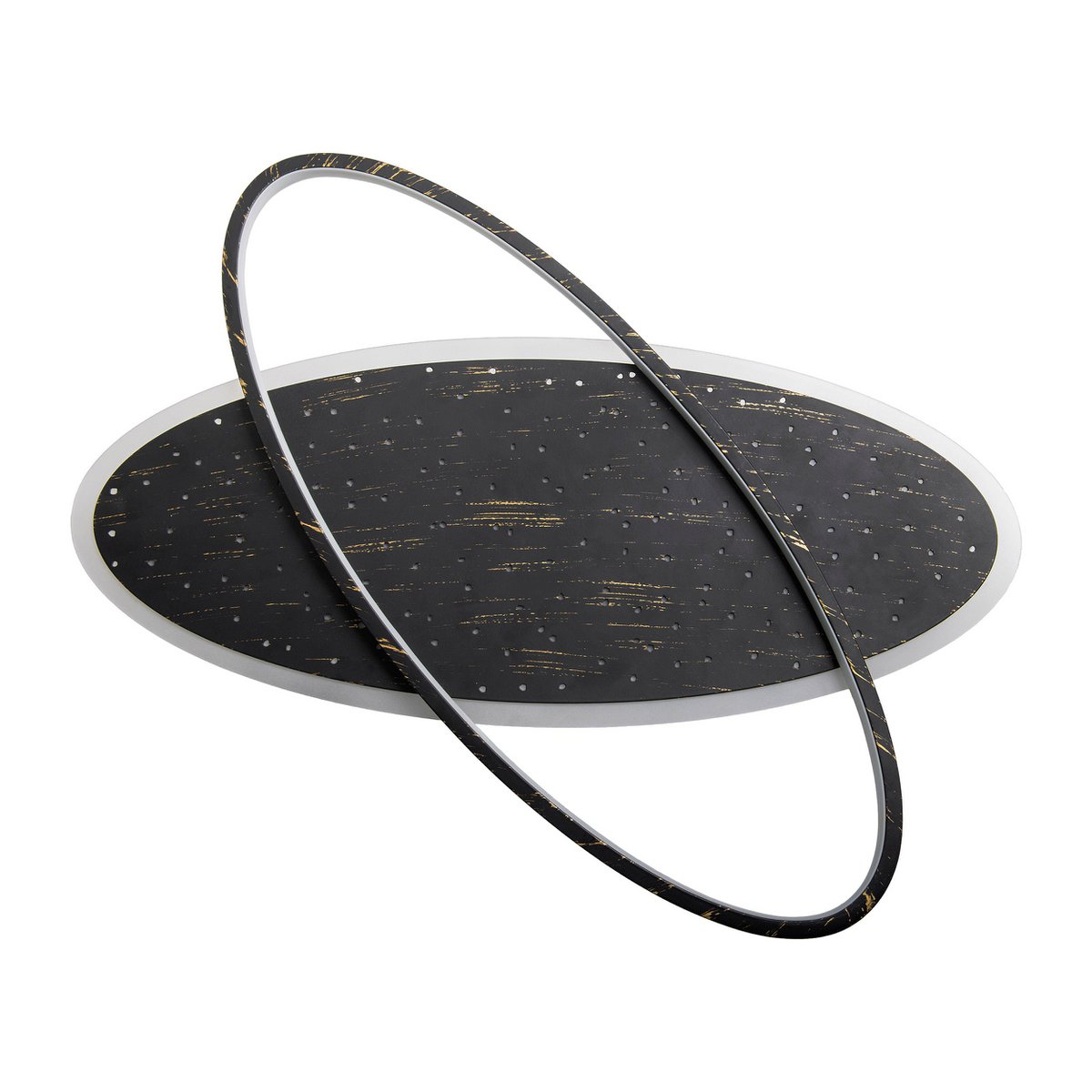 LED -plafondlamp "Stelaris" ongeveer 60 cm lang, gemaakt van metaal en plastic in het zwart, met stevig gebouwde LED's, verlichting voor woonkamers en kantoor