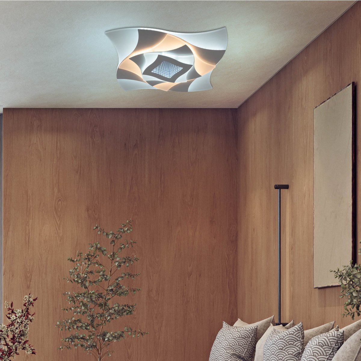 LED -plafondlamp 3D -effect "liora" Ø 48 cm, met veel functies, waaronder afstandsbediening