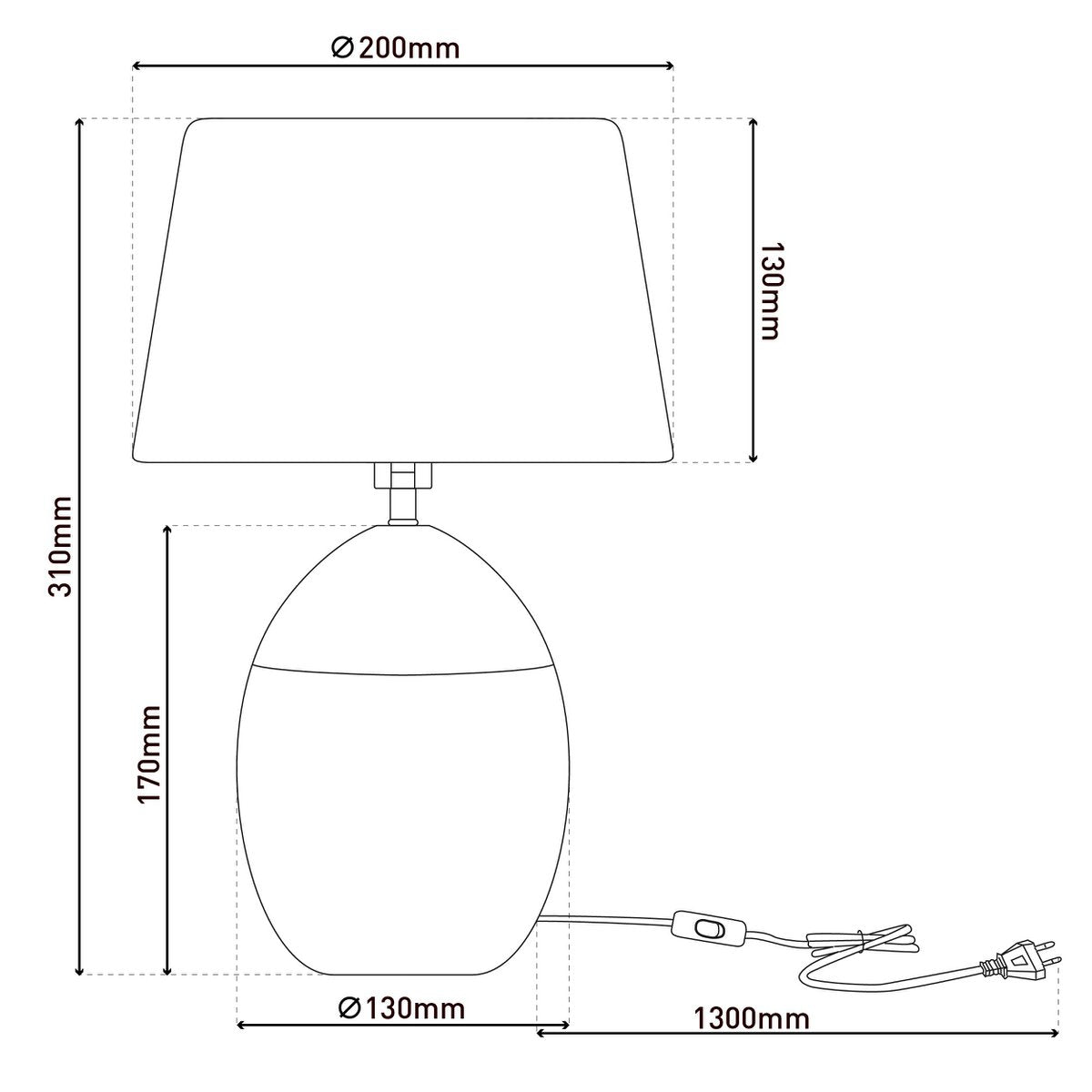 Keramische tafellamp "Talia", tafellamp gemaakt van keramiek, beige/wit, met E14 -versie, voor eetkamer, woonkamer, gang of kantoor, 31 cm hoog