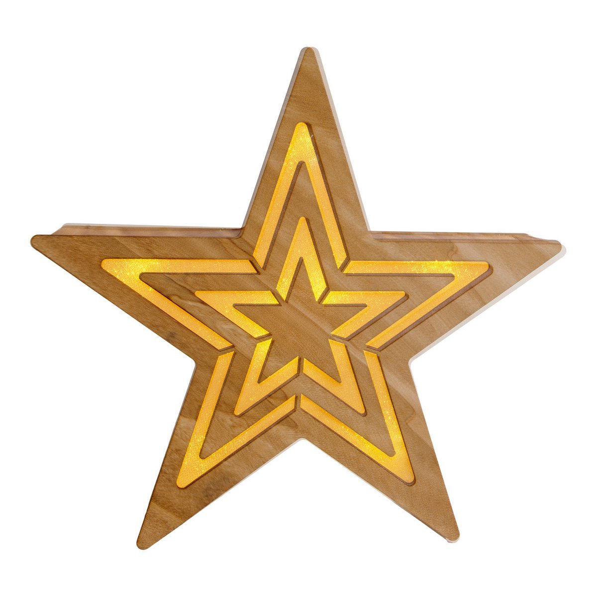 LED Christmas Decorations "Stern" H: 33 cm - Kerstartikelen - Decoratie - Hout - Natuur - met geïntegreerde LED - Kerstdecoratie