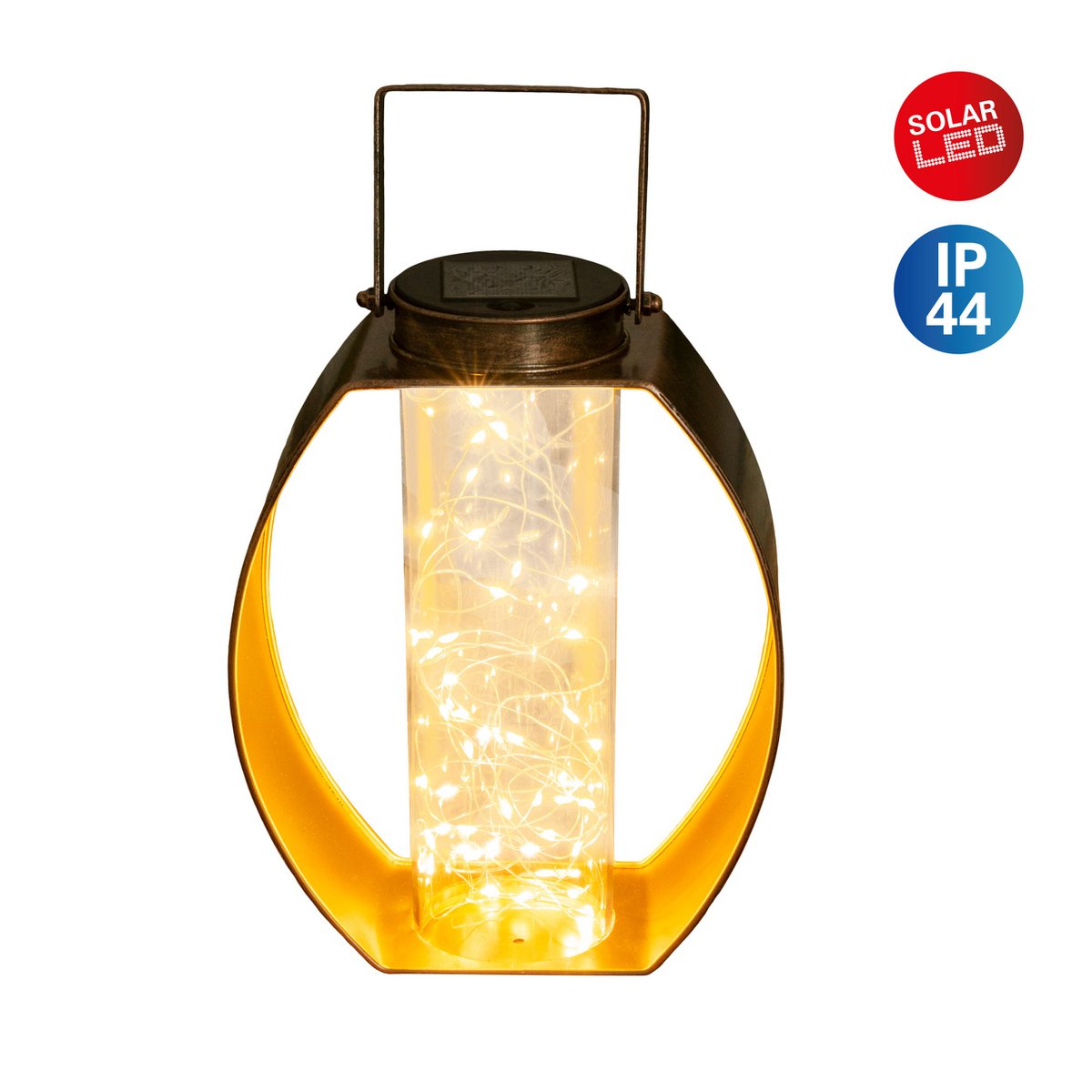 LED ZONNELIJKE LICHT "Fairylight" voor terras en balkon, LED -tafellamp gemaakt van metaal gemaakt van zwart en goud en acryl, stevig gebouwd -in LED's, decoratie Solar Light 26 x 19,5 x12,5 cm