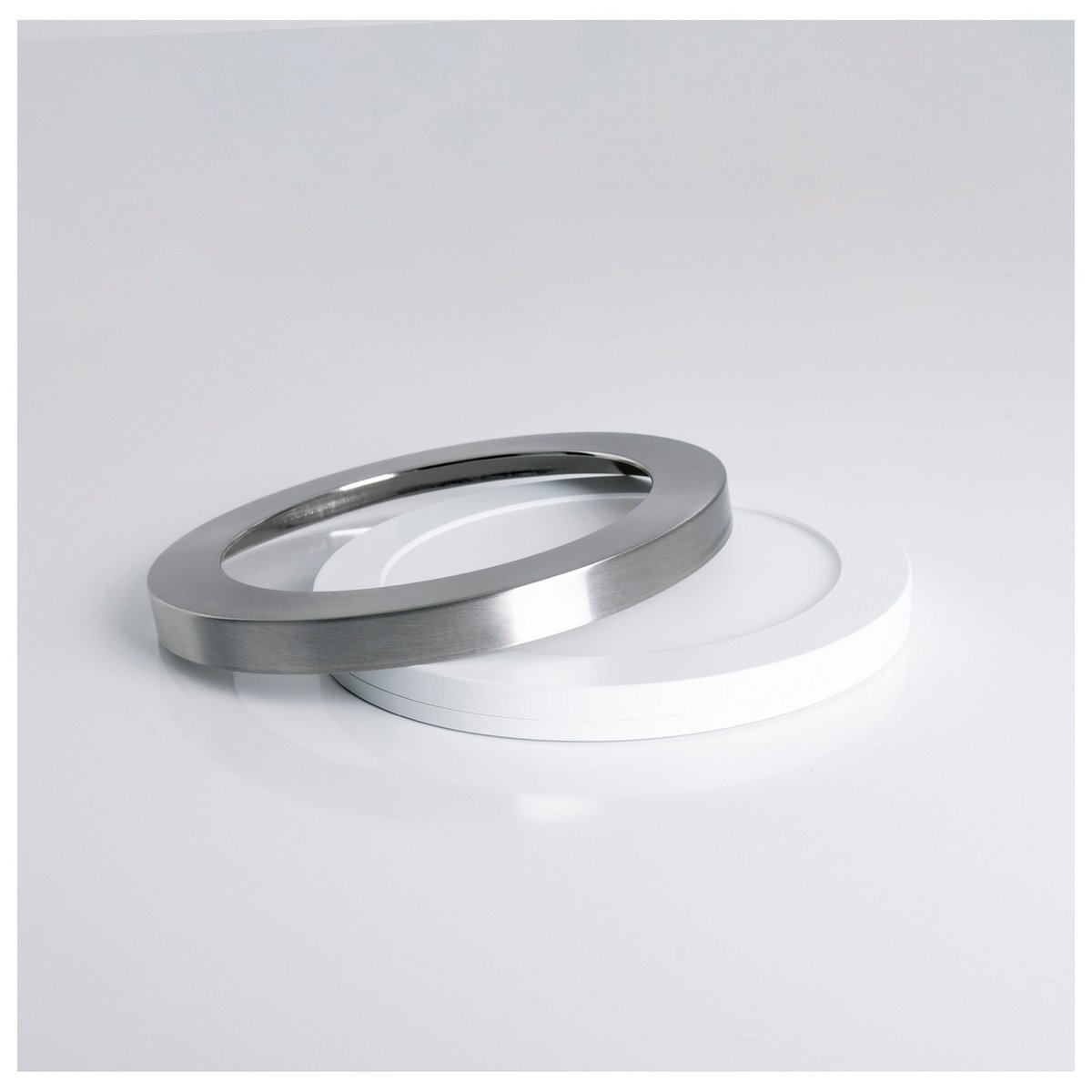 LED -plafondlamp "bonus", functie, metalen plafondlamp en plastic, ringen in chroom en wit kunnen worden gewijzigd, met stevig ingebouwde LED's, 22,5 cm diameter