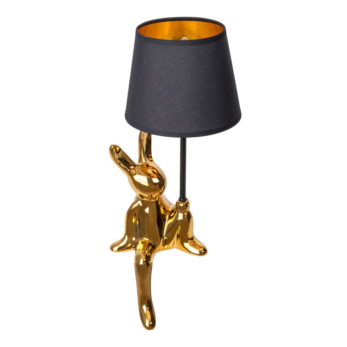 Tafellamp "helge" Ø 18 cm, hoogte ca. 45 cm, gemaakt van keramiek in zwart en gouden, zwarte tekstbladen