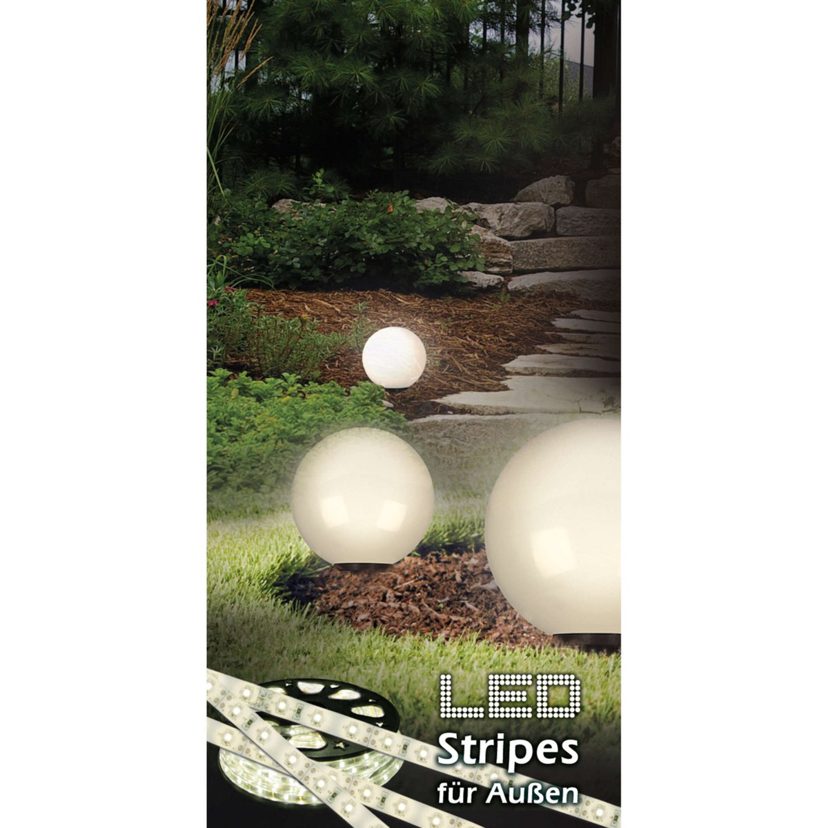 Buiten de Spitical Spit "Ball" D: 30 cm, voor buiten, plastic aarde spies, wit, E27, - Wegelettes