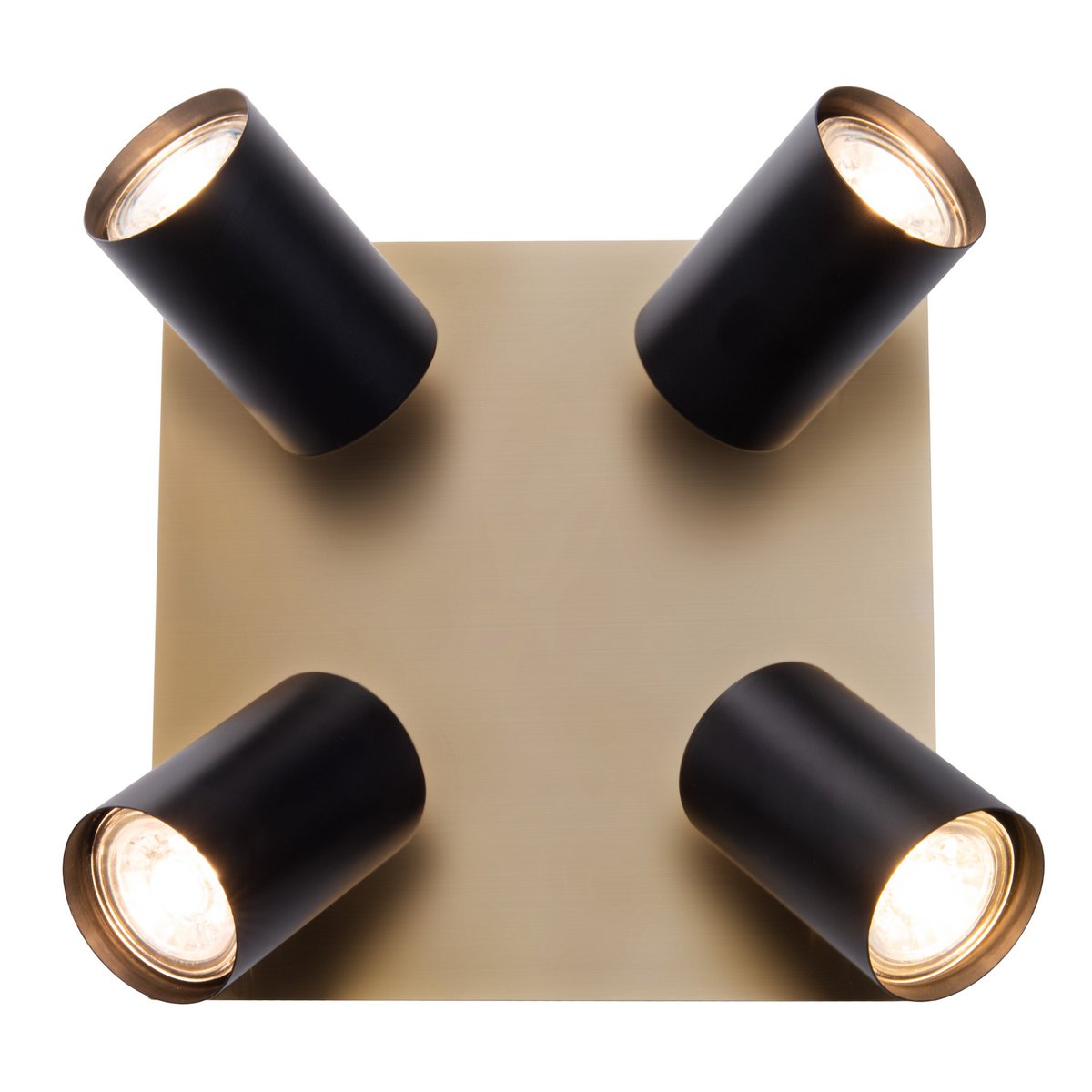 4 muur- en plafondlampen "Frida" in metalen zwart / goud, plafond schijnwerpers, GU10, plafondlamp voor eetkamer, woonkamer, gang of kantoor, 22 x 22 cm