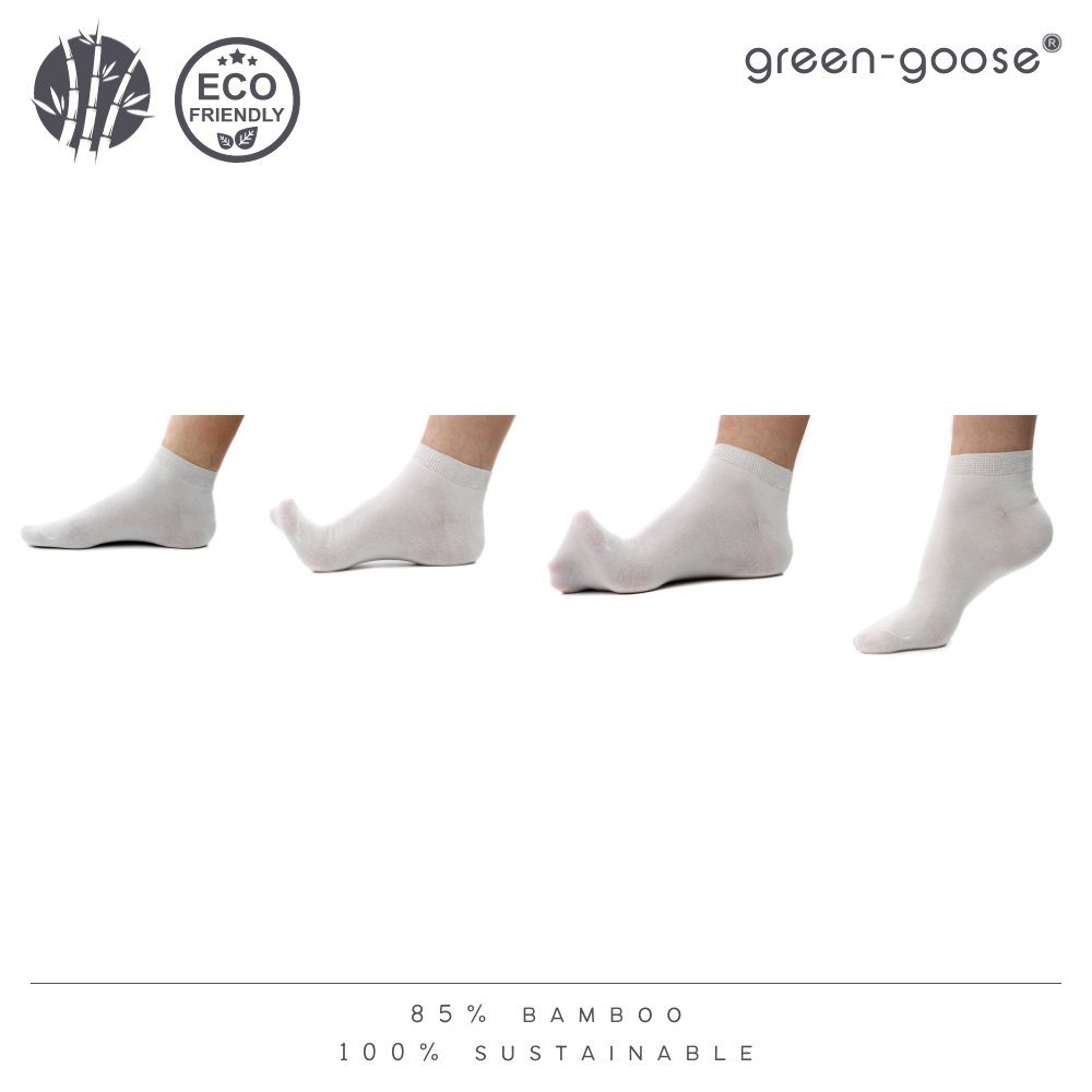 green-goose Bamboe Enkelsokken Dames - 5 Paar - Wit - 95% Bamboe