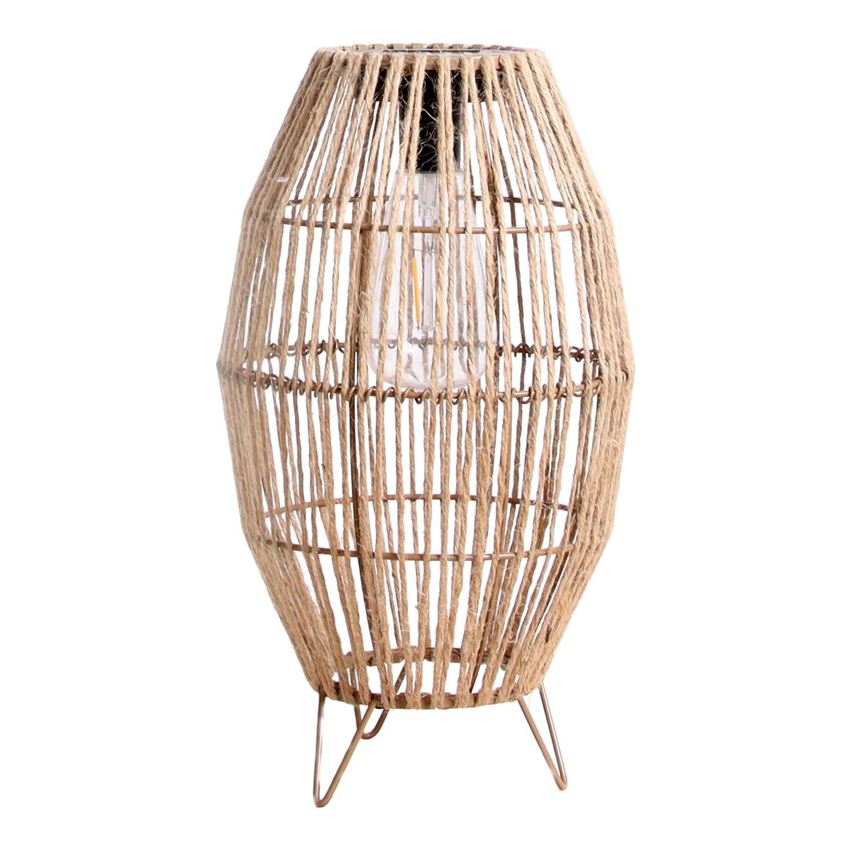 LED Solar Lamp "Korbinian" voor tuin en terras, buitenkaas gemaakt van metaal, plastic en jute in de natuur, stevig gebouwd -in LED's, zonnelamp voor de tuin 34 x 19,58 cm