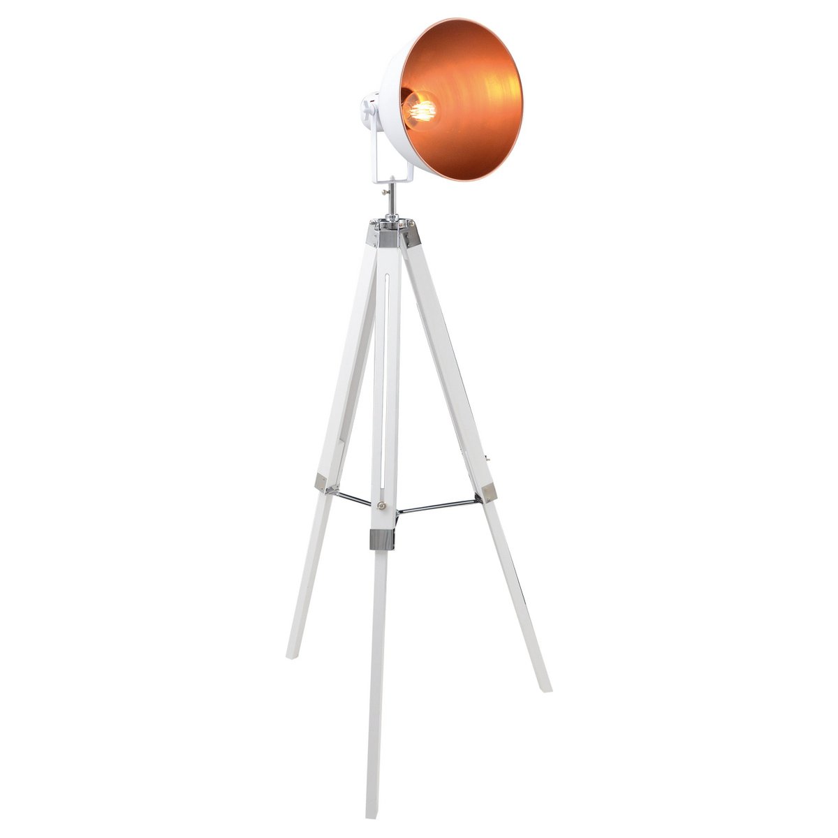Staande lamp driekbende "" Christie "" gemaakt van metaal en wit geschilderd hol, e27, 90-130 cm hoog