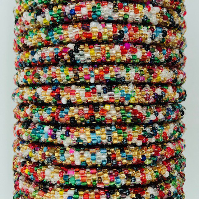 Luna -ieena kralen armbandroll - Multicolor - volwassen - hand gehaakte uit glazen kralen in Nepal