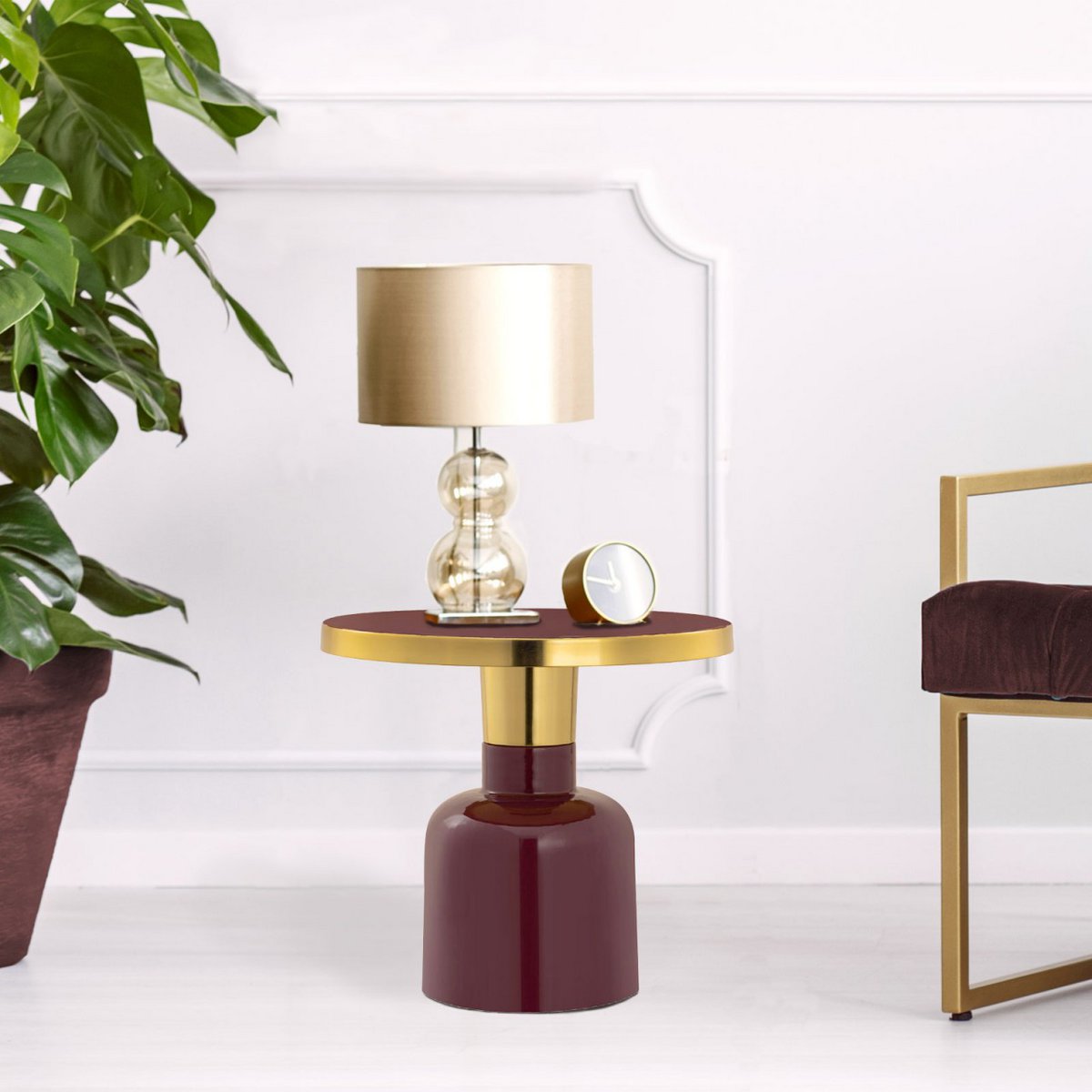 Bijzettafel rond ø 45 H 45 cm Decoratieve tafel Lampentafel Salontafel Glamtafel Metaal en email