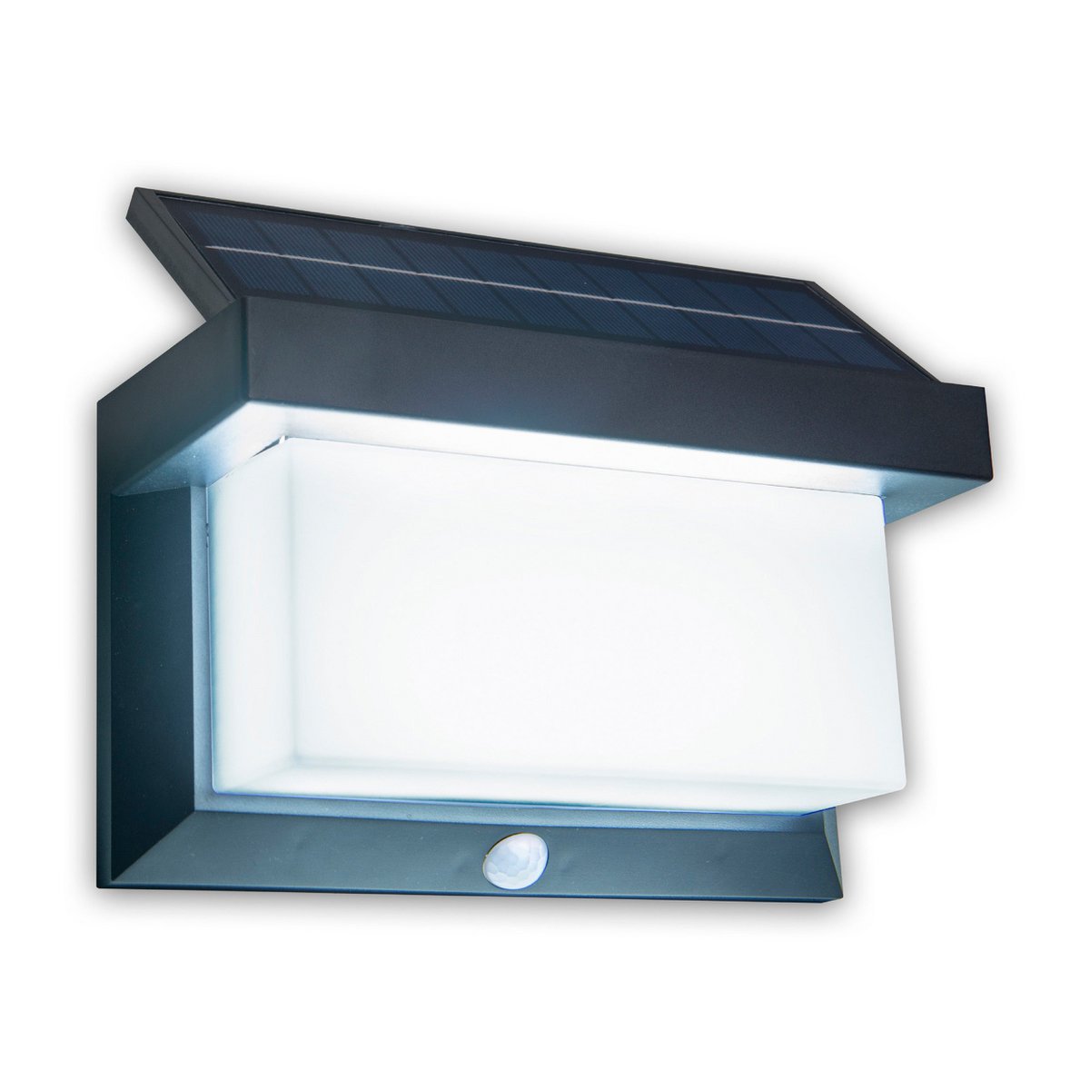 LED Solar Buitenwandlamp met bewegingsdetector, voor buiten, wandlamp - Plastic in zwart, met geïntegreerde LED