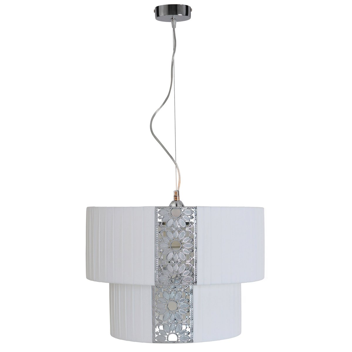De "Pori" hanglamp tot 120 cm hoog, Ø 30 cm, gemaakt van metaal en polyester, kleur wit, e27 socket