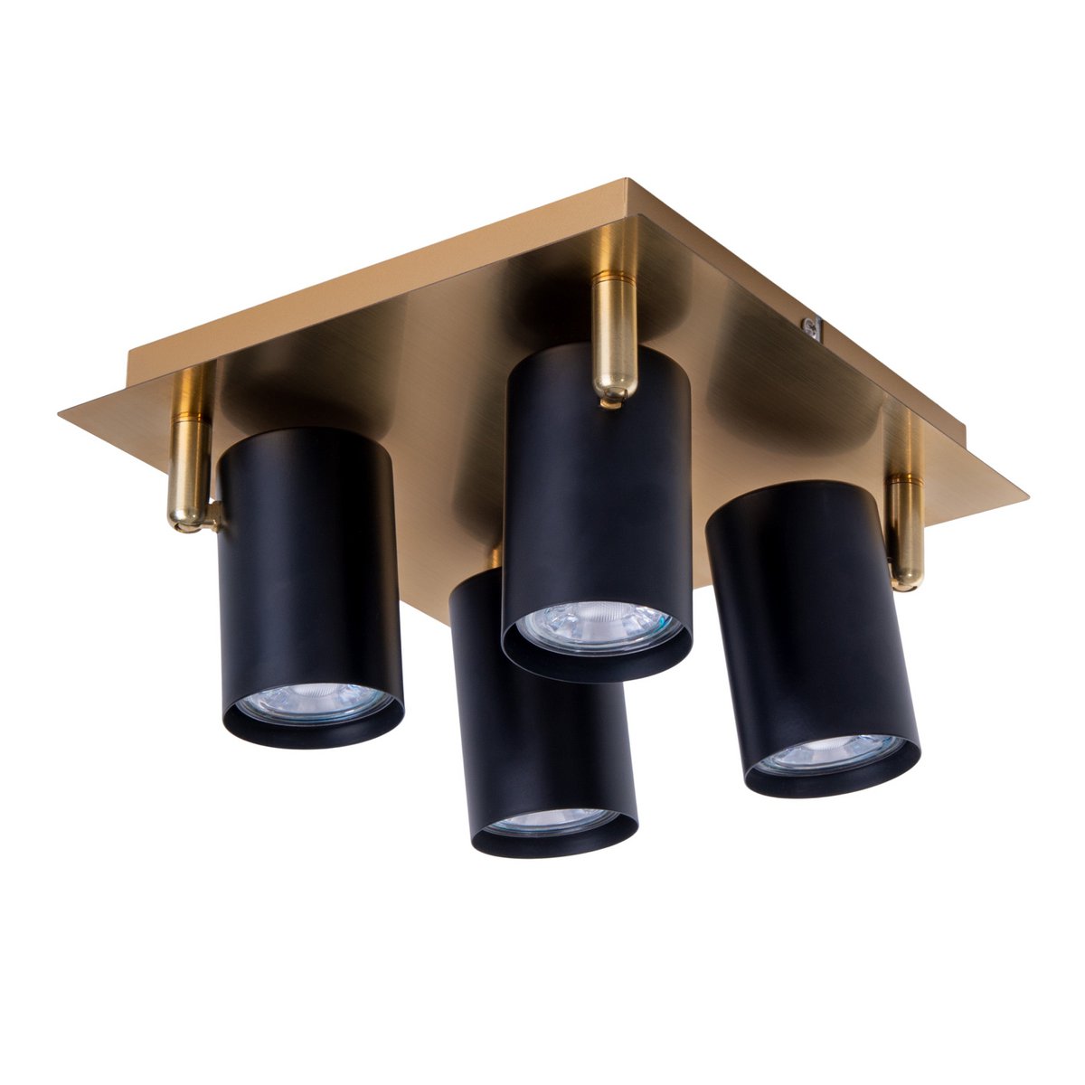 4 muur- en plafondlampen "Frida" in metalen zwart / goud, plafond schijnwerpers, GU10, plafondlamp voor eetkamer, woonkamer, gang of kantoor, 22 x 22 cm