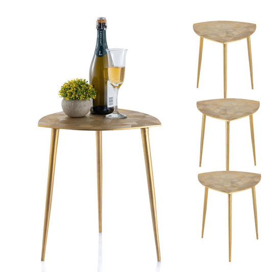 Bijzitter 4-delige metalen decoratieve tafel Alster 40x45x40 cm driehoekige klasse.