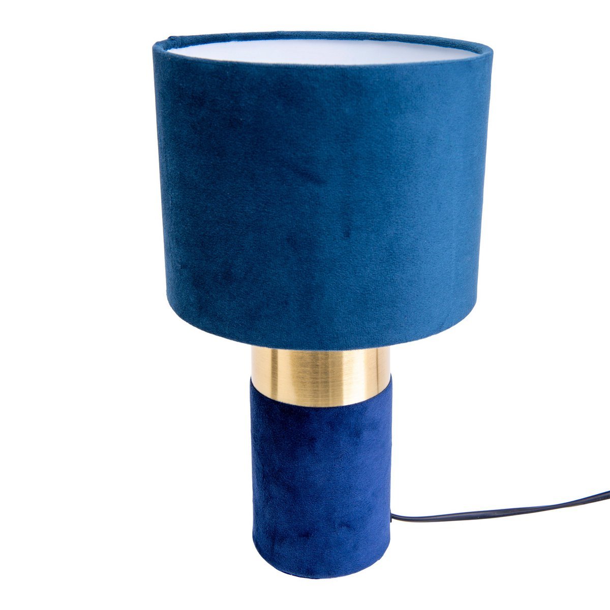 Tafellamp "bordo" 32 cm hoog gemaakt van metaal en velours in goud en blauw, met E14 -versie, lamp voor eetkamer, woonkamer, gang of kantoor