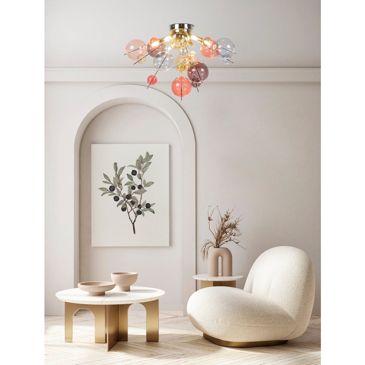 Plafondlamp "explosie" pastelkleuren D: 57 cm