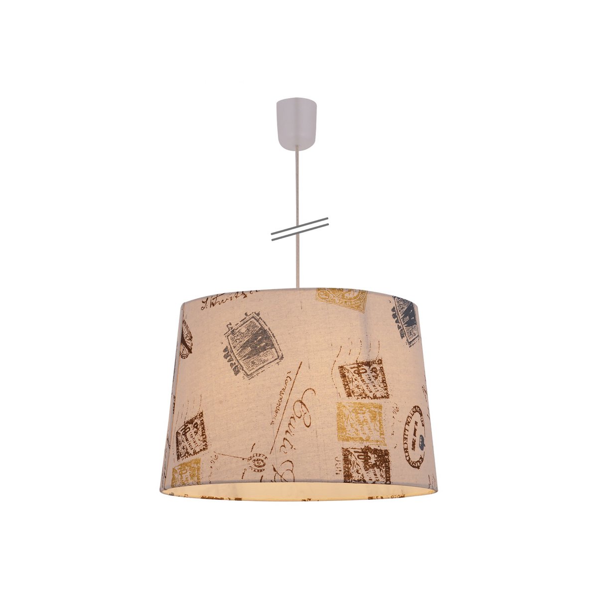Textiel hanglamp "print", jong wonen, hangende lamp, textiel in bruin, E27 Socket, voor eetkamer, woonkamer, gang of kantoor, Ø40 cm