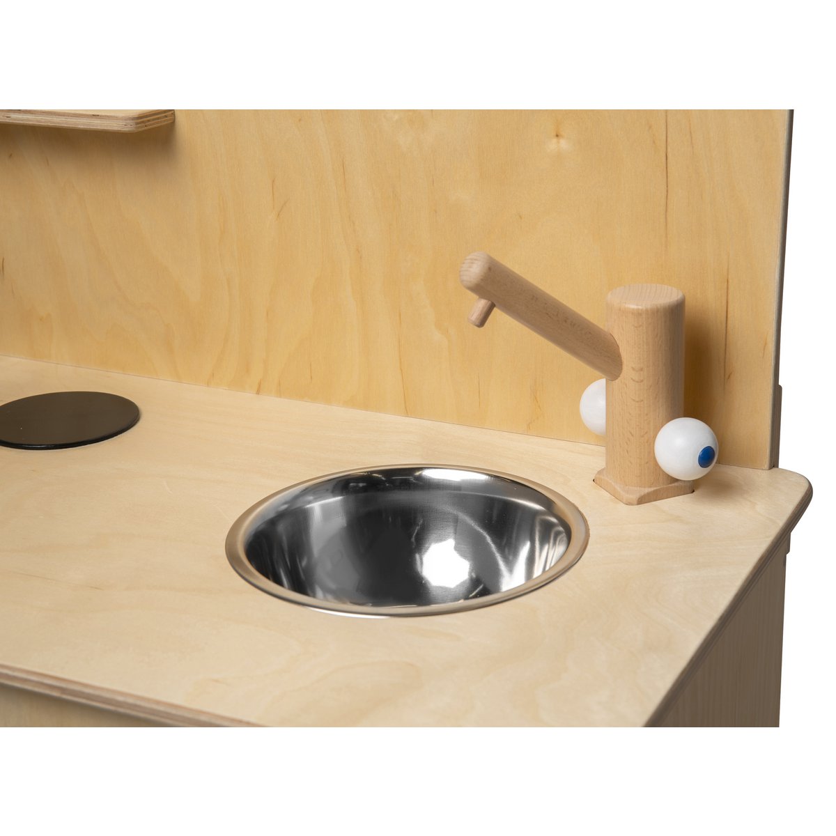 Van Dijk Toys houten speelgoed keuken / keukentje Peuters - Naturel met wit (Kinderopvang kwaliteit)