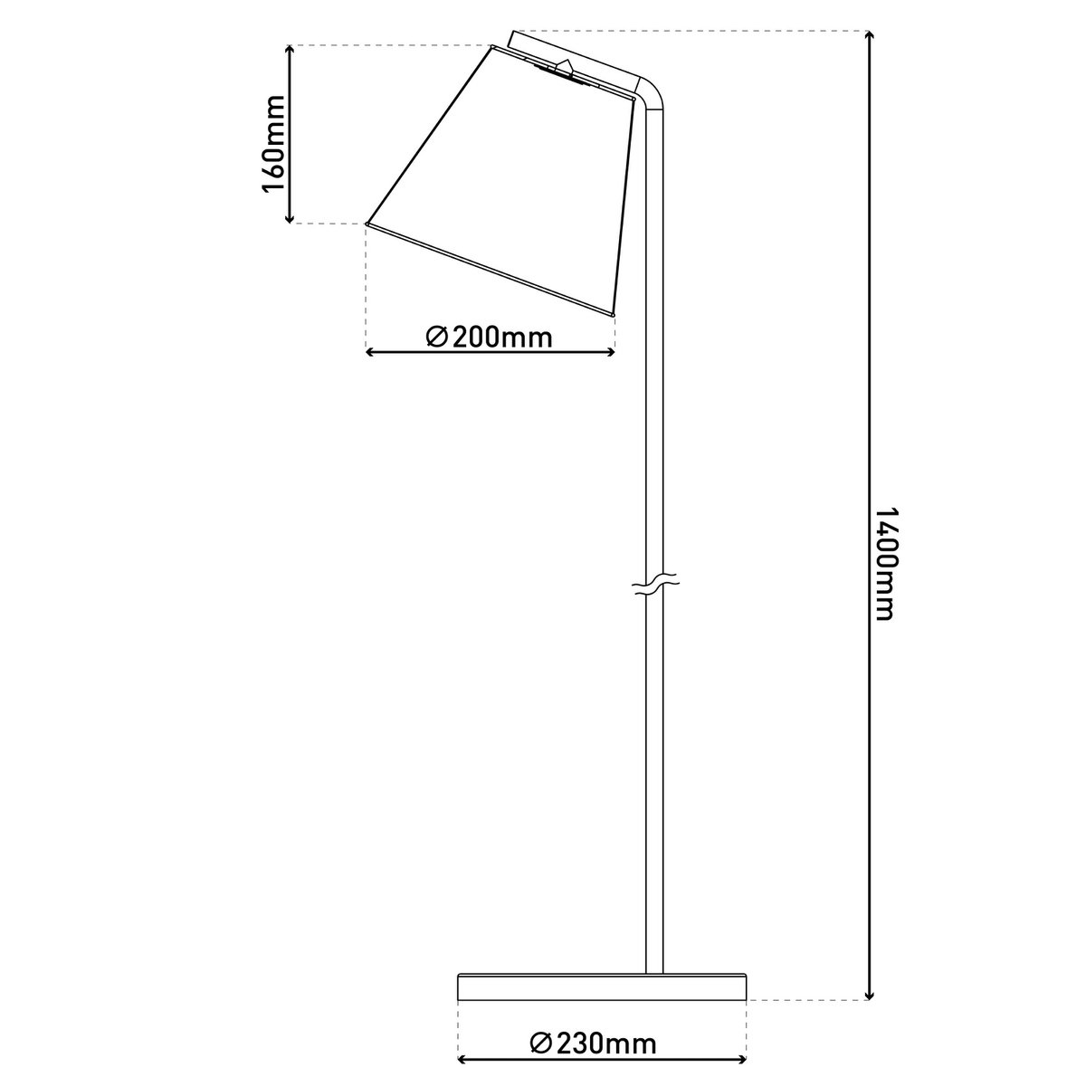 Staande lamp "Korie", vloerlamp gemaakt van zwart in zwart, met E27 -aansluiting, 140 cm hoog, voor de woonkamer en kantoor.