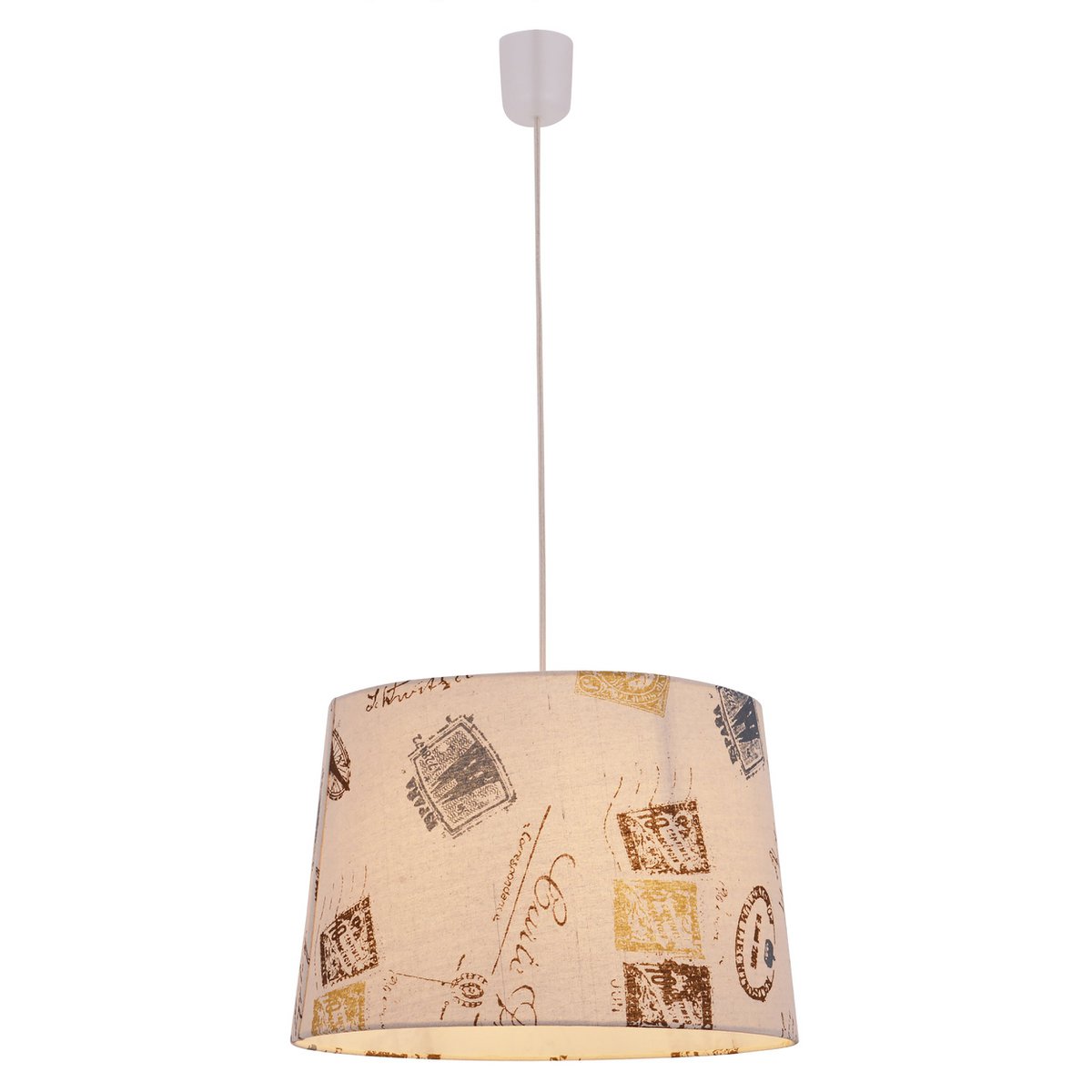 Textiel hanglamp "print", jong wonen, hangende lamp, textiel in bruin, E27 Socket, voor eetkamer, woonkamer, gang of kantoor, Ø40 cm