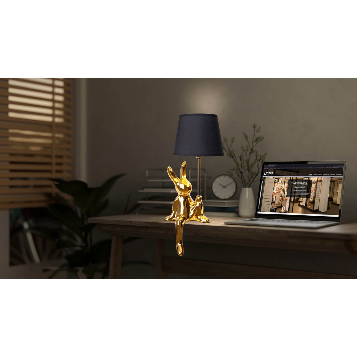 Tafellamp "helge" Ø 18 cm, hoogte ca. 45 cm, gemaakt van keramiek in zwart en gouden, zwarte tekstbladen