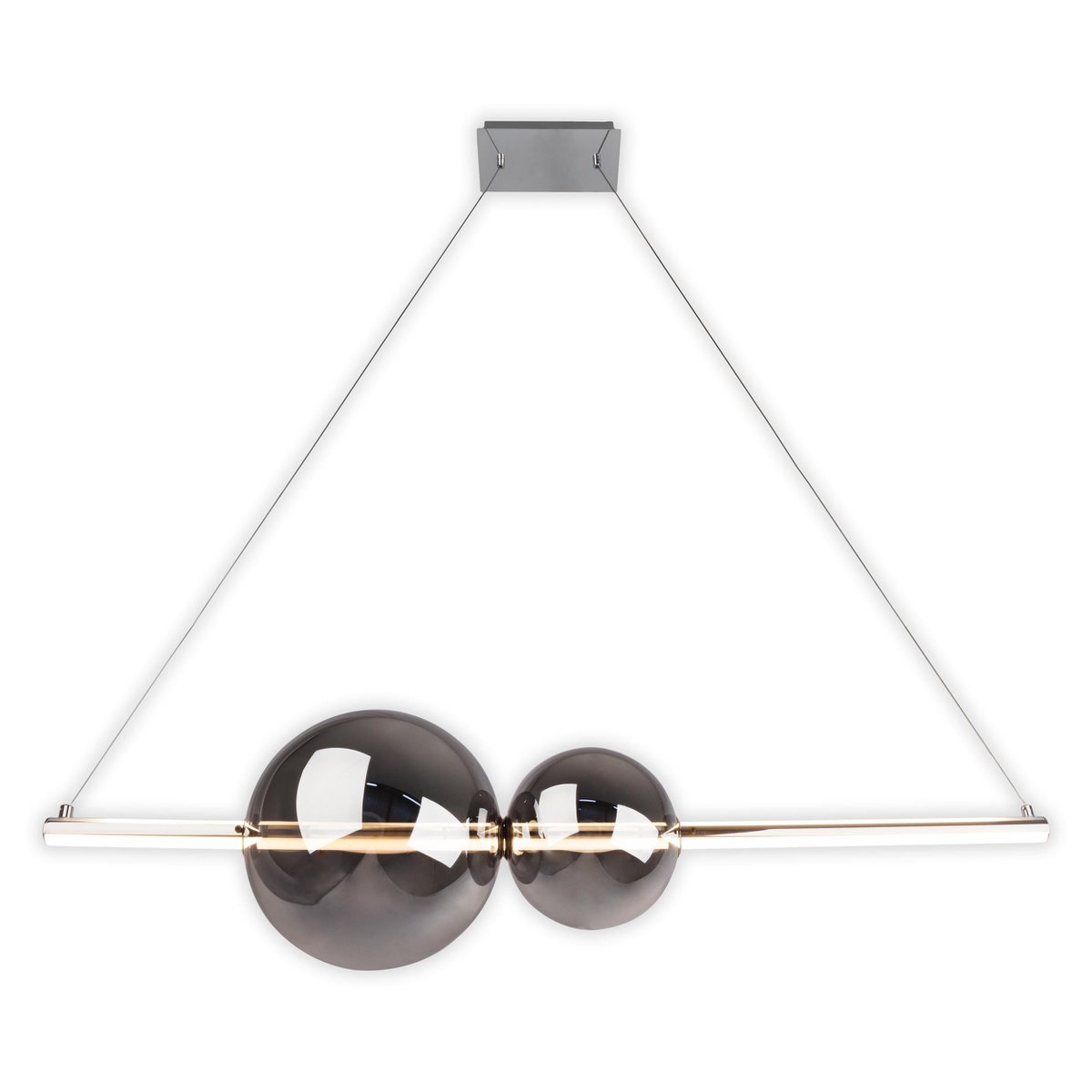 LED hanglamp Chrome "NOVA" gemaakt van chroom -gekleurd metaal, plastic en rookglas, met stevig ingebouwde LED's, ca.