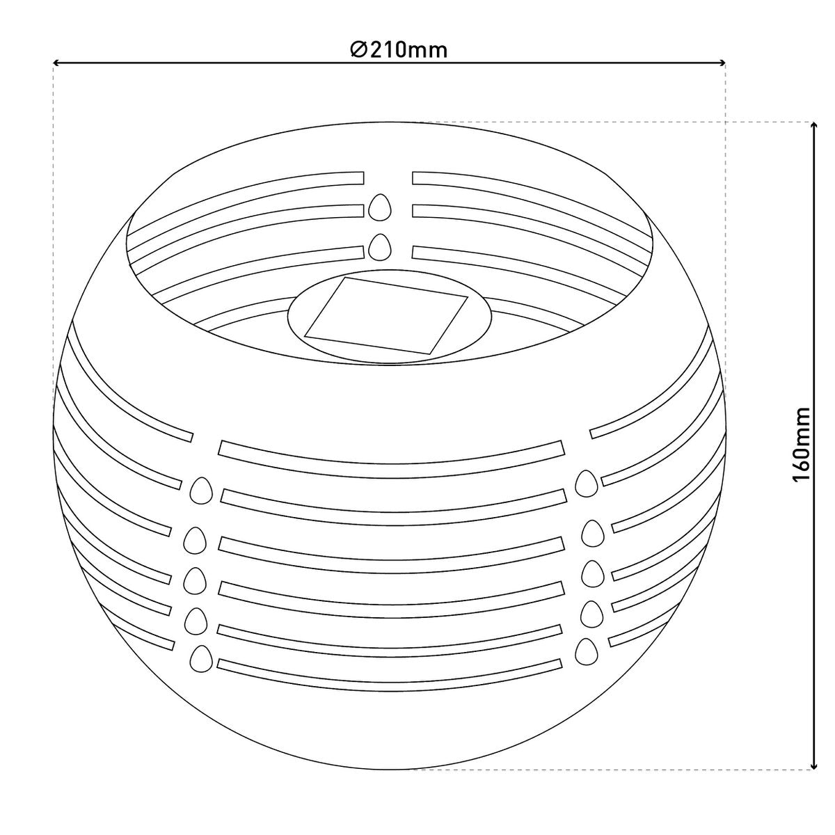 LED Decoratief-solar tafellicht, 16 cm hoog voor buiten, gemaakt van zwart metaal en plastic, met geïntegreerde LED