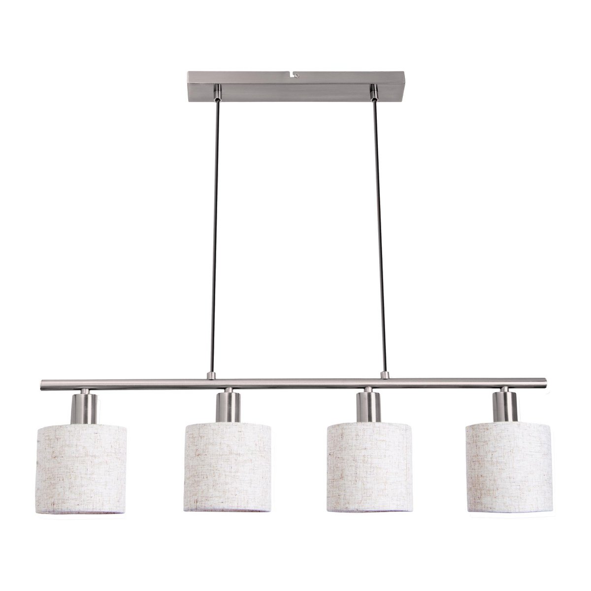 4 hanger lamp "maron" gemaakt van metalen satin mat met stof paraplu's in de natuur, met E14-aansluiting, lamp voor woonkamer of eetkamer, 71,5 x 12 cm