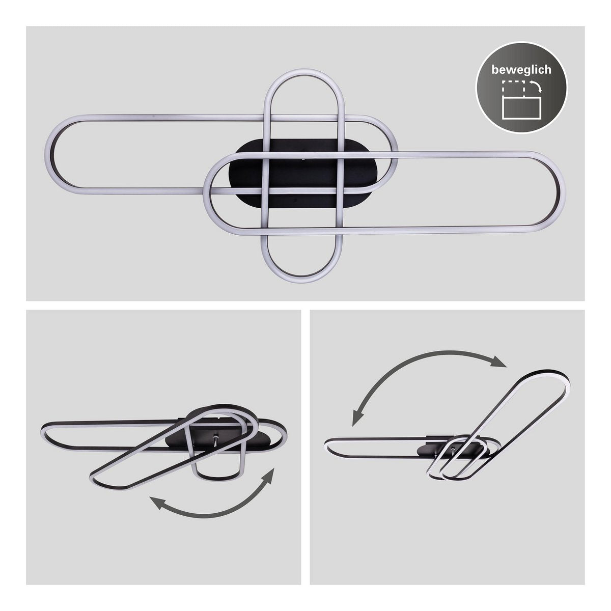 LED CCT -plafondlicht "Carlon" gemaakt van Matt Black Aluminium en Plastic, met geïntegreerde LED, 120 cm lang