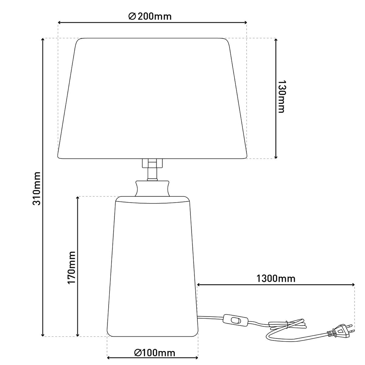 Keramische tafellamp "Talia", tafellamp gemaakt van keramiek, beige/wit, met E14 -versie, voor eetkamer, woonkamer, gang of kantoor, 31 cm hoog
