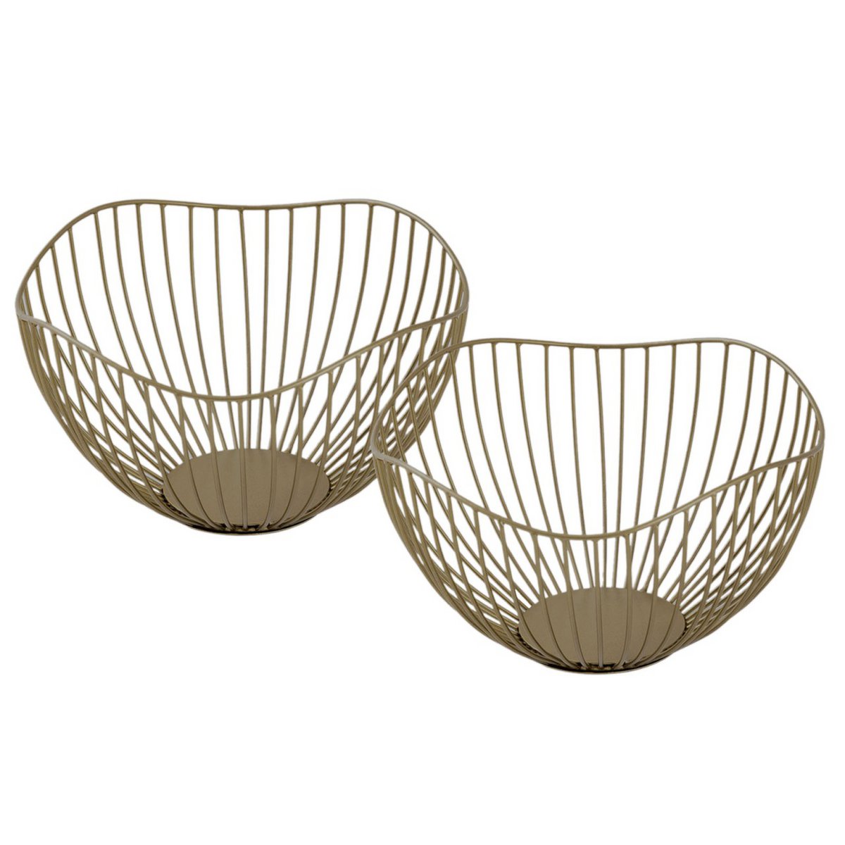 Fruitmand metaal Ø 25 H 14 cm broodmand set 2 stuks fruitkom metaal zwart of gouden ronde golf