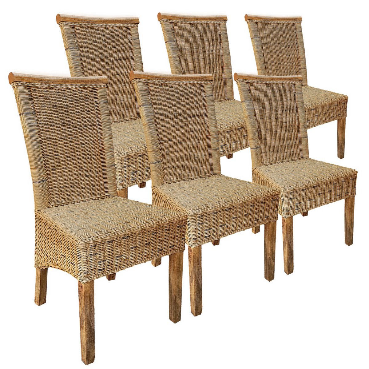 Rotan stoelenset van 6 eetkamerstoelen tabacco Perth rieten stoel rotan stoel duurzaam