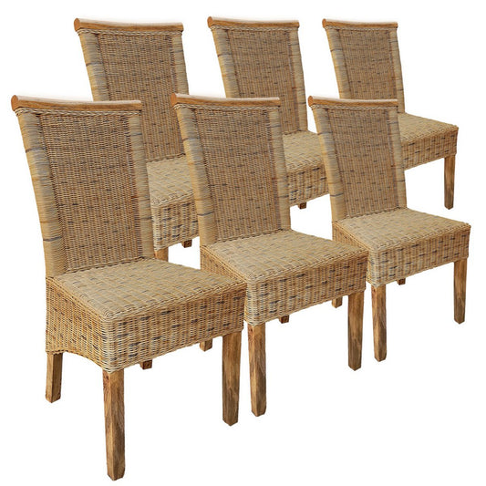 Rotan stoelenset van 6 eetkamerstoelen tabacco Perth rieten stoel rotan stoel duurzaam