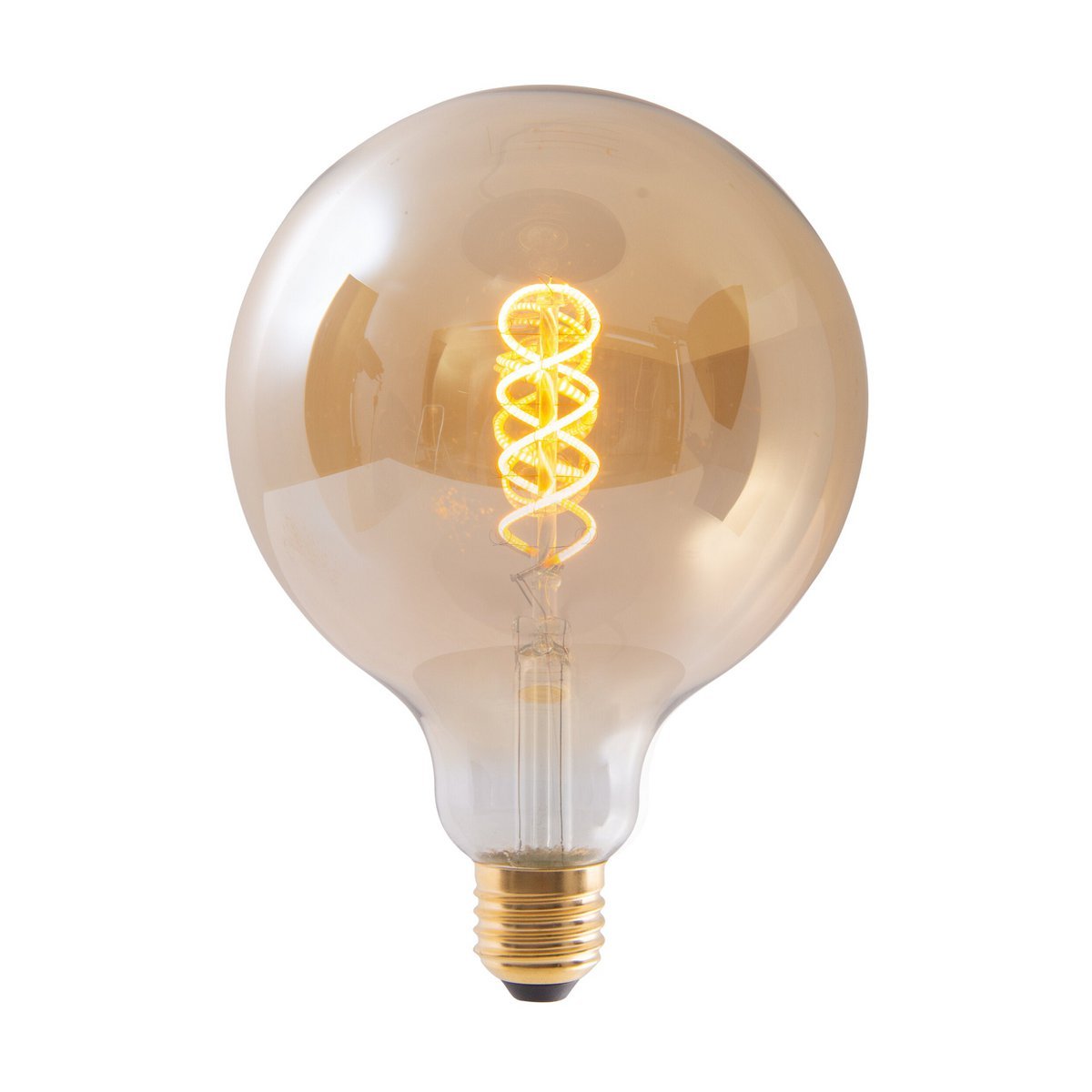 2 Set LED -lamp E27 -versie, 5 watt Ø 12,5 cm, metaal en glas, Amber